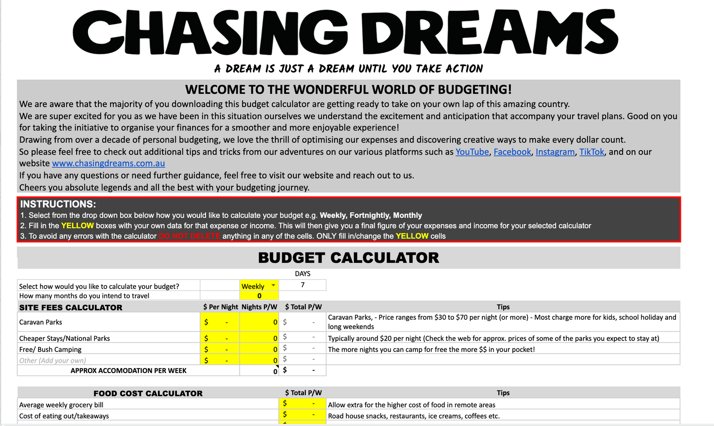 Travel Australia Budget Calculator